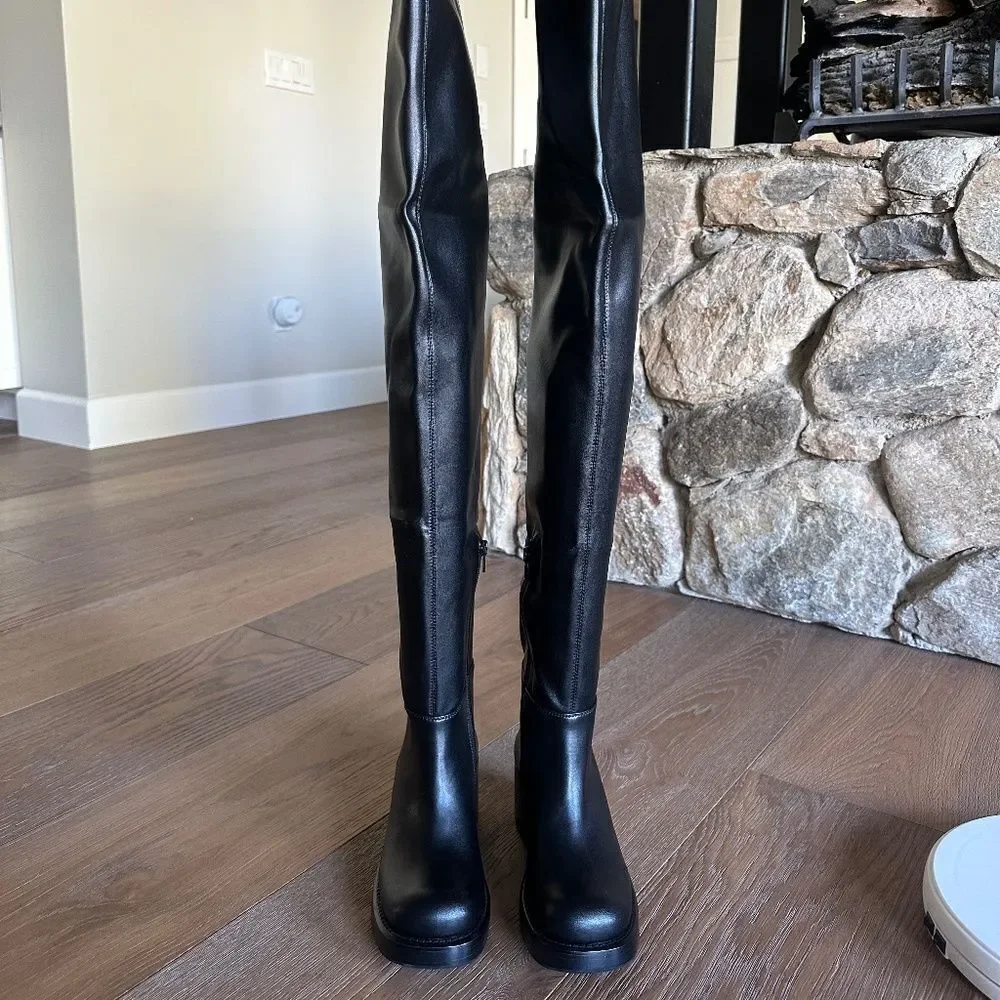 Jeffery Campbell Black Thigh High Platform Boots NEW Statement OTK Size 6
